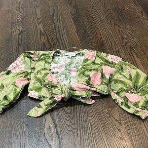 Agua bendita for target Floral Cropped Tie-Front Blouse XS